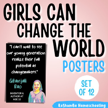 Preview of Girls Can Change the World Motivational Poster Set