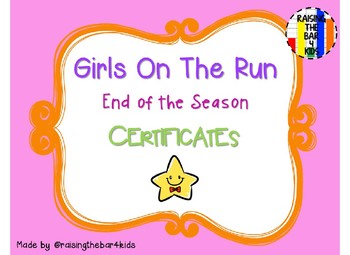 Preview of Girls On The Run Certificates
