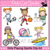 Girls Summer Sports Clip Art - soccer, basketball, softbal