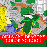 Girls and Dragons Coloring Book