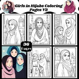 Girls in Hijabs Coloring Pages - Muslim Girls - Wearing Hijabs V2
