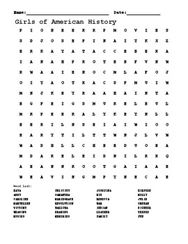 girls of american history word search set by making home school fun