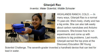 Preview of Gitanjali Rao - Scientist of the Week