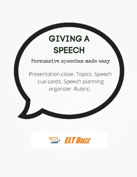 Preview of Give A Speech / Presentation. Public Speaking. Templates. Organizers. ELA.
