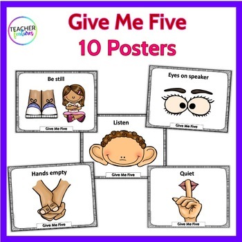 Give Me Five Posters by Teacher Features Teachers Pay Teachers