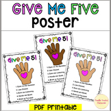Give Me Five 5 poster classroom management strategy expectations
