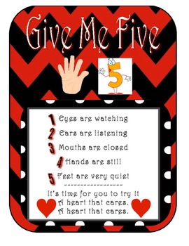 Give Me Five Poster by Lisa Turner Teachers Pay Teachers