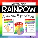Give Me Five Quiet Signal Posters {Rainbow Watercolor}