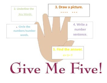 Preview of Give Me Five Word Problem Strategy