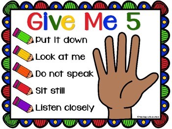 Free Downloads Give Me Five poster by Teaching with Jen Rece TpT