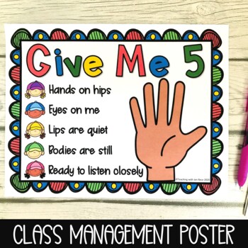 Free Give Me 5 Poster by Teaching with Jen Rece TpT