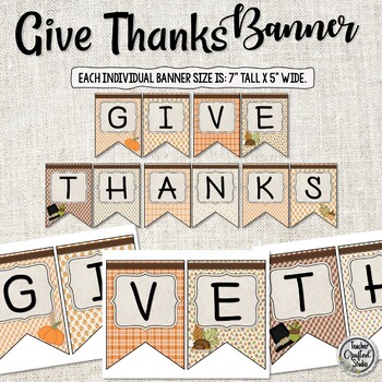 Give Thanks Banner - Holiday Banner - Thanksgiving Banner | TPT