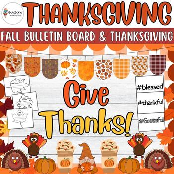 Preview of Give Thanks: Fall Leaves Bulletin Board and Thanksgiving Door Decor Craft Kit.