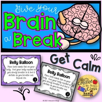 Preview of Give Your Brain a Break Calm Down Printable Cards with Editable Templates