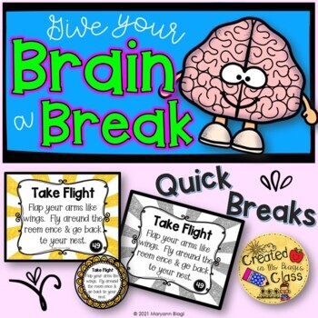 Preview of Give Your Brain a Break Quick Breaks Printable Cards with Editable Templates