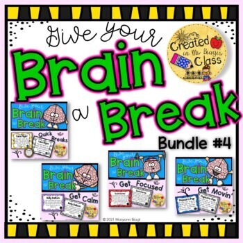 Preview of Give Your Brain a Break No Prep Printable Cards w/ Editable Templates Bundle #4