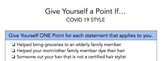 Give Yourself a Point If...COVID 19 Style