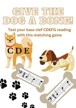 Preview of Give the Dog a Bone! Bass Clef C Position Note Matching Game