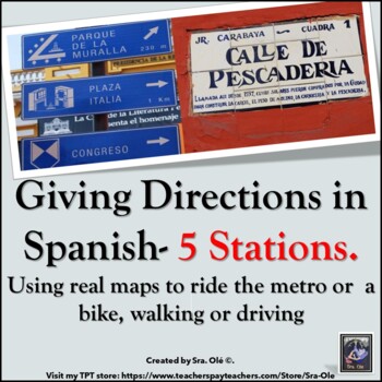 Preview of Giving Directions in Spanish Stations With Real Maps Walking by Metro or Bicycle