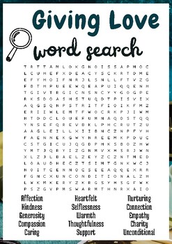Preview of Giving Love No Prep Word search puzzle worksheet activity