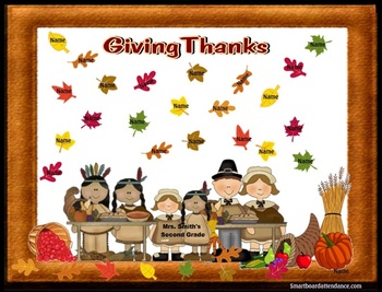 Preview of Giving Thanks Smartboard Attendance