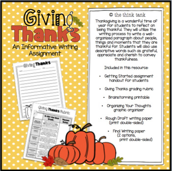 Preview of Giving Thanks: An Informative Paragraph using the Writing Process