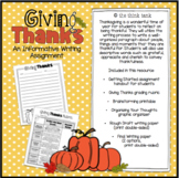 Giving Thanks: An Informative Paragraph using the Writing Process