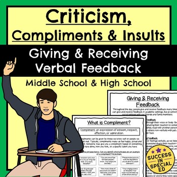 Preview of Giving and Receiving Feedback Criticism Compliments Insults Worksheets