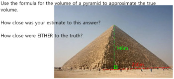 Preview of Giza Pyramid introduction to Volumes of Pyramids