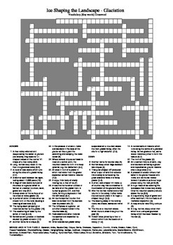 Glaciation: Ice Shaping the Landscape Vocabulary Crossword by M Walsh
