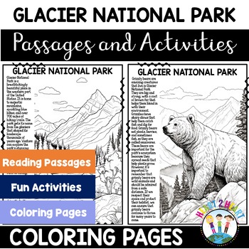 Preview of Glacier National Park Unit With Coloring Pages Sheets Activities