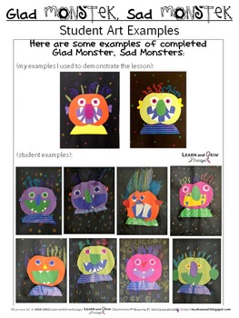 Glad Monster, Sad Monster Inspired Art Lesson by Learn and Grow Designs