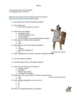 Preview of Gladiator Note sheet for linked video