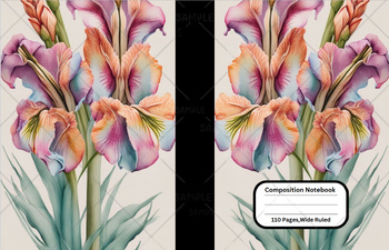 Preview of Gladiolus #2 Flower Composition Notebook Cover For School,Home,Work, Clip Art