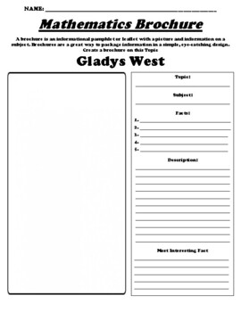 Preview of Gladys West "Informational Brochure" Worksheet & WebQuest