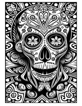 detailed coloring pages for adults skull
