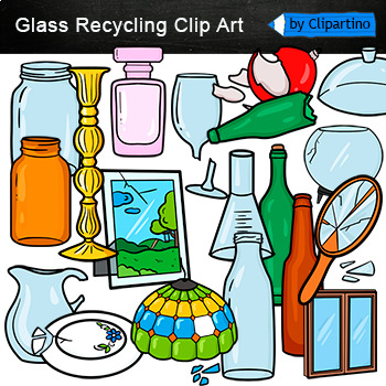 Preview of Glass Recycling Clip Art/ Glass Waste/ Earth day clipart commercial use