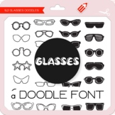 Glasses Doodle Font - W Λ D L Ξ N