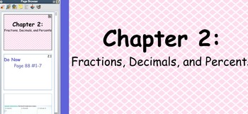Preview of Glencoe Course 1 Ch 2 Flipchart (Grade 6): Fractions, Decimals, and Percents