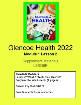 Preview of Glencoe Health (2022) Module 1 Lesson 2 High School Supplement Worksheets