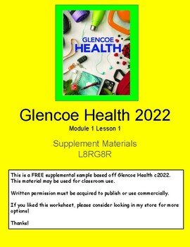 Preview of Glencoe Health 2022 Module 1 Lesson 1 "Your Total Health" FREEBIE!