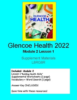 Preview of Glencoe Health (2022) Module 2 Lesson 1 Supplement Worksheet High School