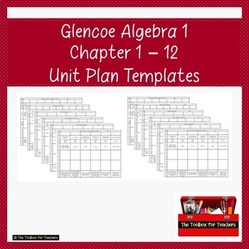 Preview of Glencoe Algebra 1 Lesson Plans Unit Plans 12 Word Templates Editable