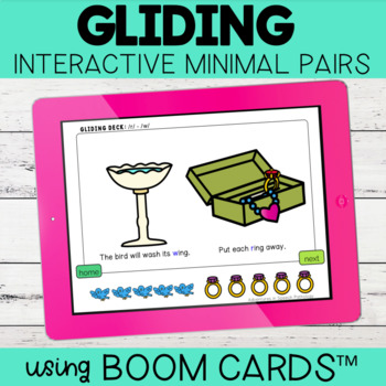 Preview of Gliding Interactive Minimal Pairs | Boom Cards™ | Distance Learning