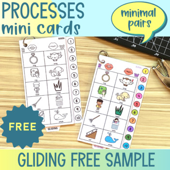 Preview of Gliding Minimal Pairs Flash Cards Free Sample | Phonological Processes