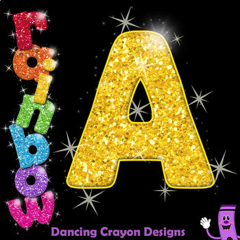 glitter alphabet letters clipart rainbow bling by dancing crayon designs