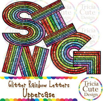 glitter alphabet letters uppercase rainbow letters black outline