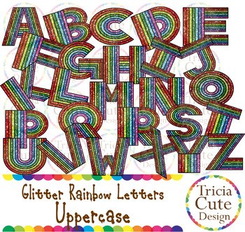 glitter alphabet letters uppercase rainbow letters black outline