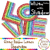 Glitter Alphabet Letters Uppercase Rainbow Letters - White