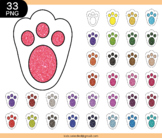 Glitter Bunny Paws Clip Art Easter Rainbow Colorful Clipar